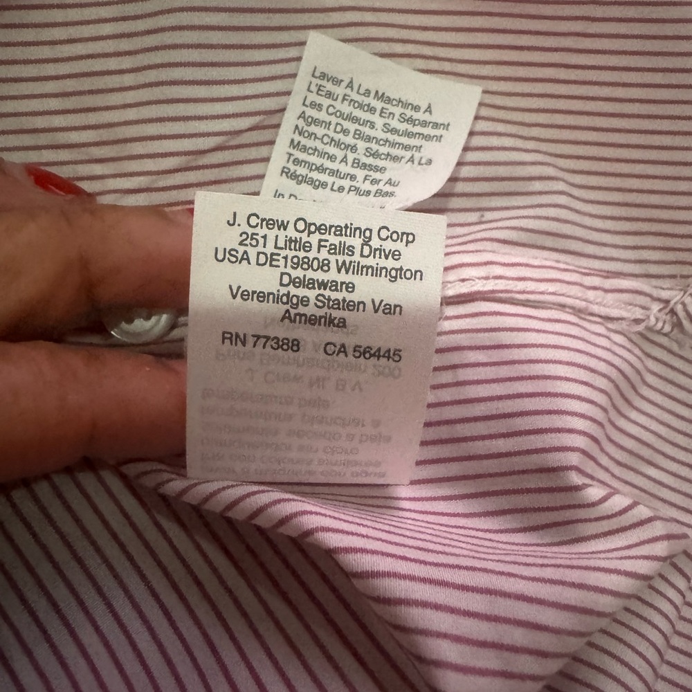 J. Crew Striped Tie Neck Poplin Pink and White Shirt - Picture 9 of 10